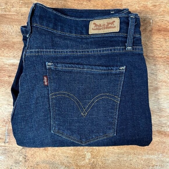 Levis 515 Bootcut Jeans Womens 10 32x32 Flare Mid‎ Rise Dark Wash - Picture 2 of 12